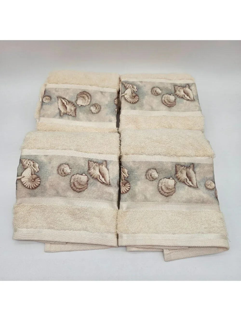 Vintage Springs Home Sea Shells Beach Decorator Cotton Hand Towels Lot of 4
